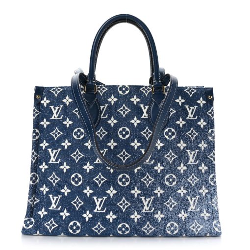 Louis Vuitton Onthego MM Denim Jacquard Textile Navy Blue M59608 - Image 2
