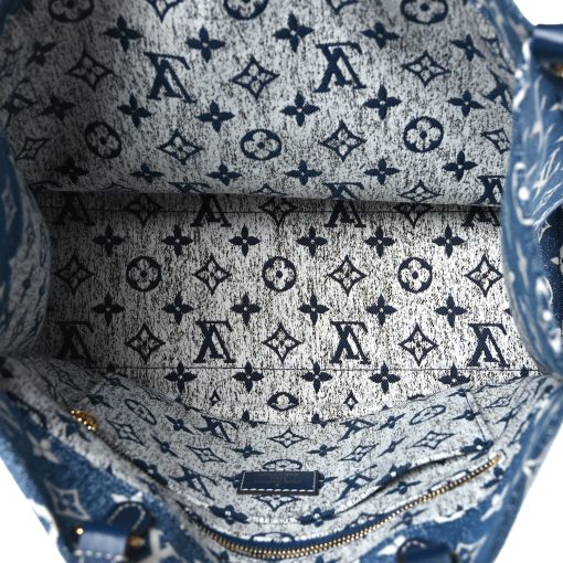 Louis Vuitton Onthego MM Denim Jacquard Textile Navy Blue M59608 - Image 4