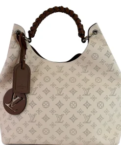 LOUIS VUITTON Carmel Mahina Calf Leather Hobo Bag Cream