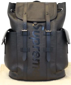 LOUIS VUITTON Black X Supreme Christopher Backpack Bag