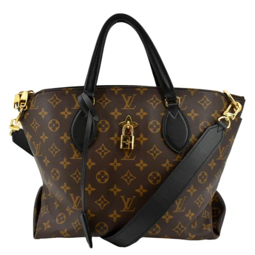 LOUIS VUITTON  Flower Zipped MM Monogram Canvas Tote Noir Bag