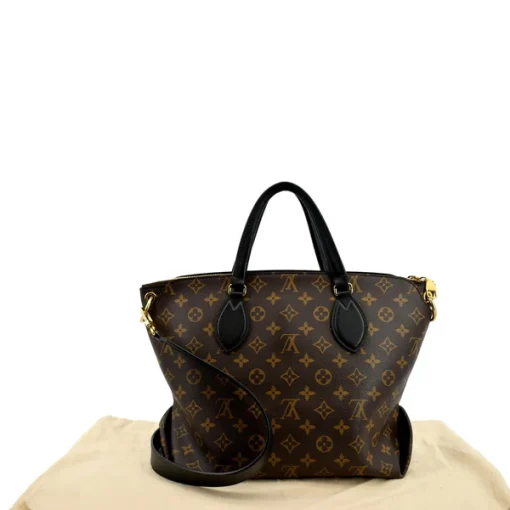 LOUIS VUITTON  Flower Zipped MM Monogram Canvas Tote Noir Bag - Image 3