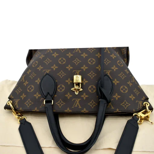 LOUIS VUITTON  Flower Zipped MM Monogram Canvas Tote Noir Bag - Image 4