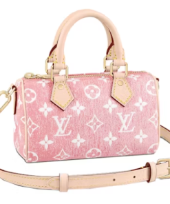 LOUIS VUITTON Jacquard Denim Nano Speedy Pink
