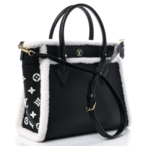 LOUIS VUITTON Grained Calfskin Shearling On My Side MM Black - Image 2