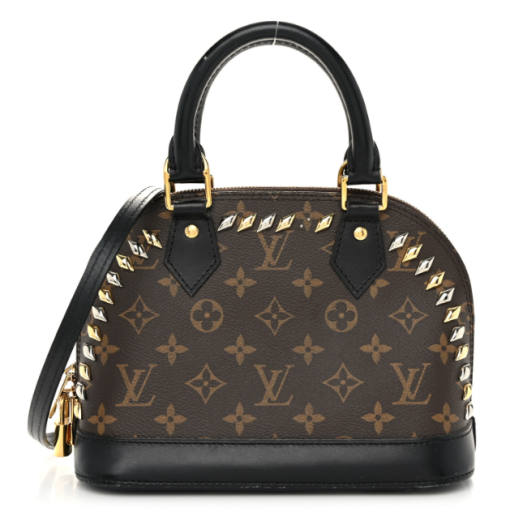LOUIS VUITTON Studded Alma BB Monogram Macassar Canvas Brown Bag - Image 2