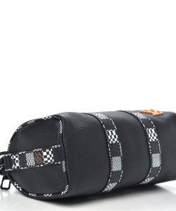 Alternative view of LOUIS VUITTON Calfskin Damier Distorted Keepall XS Black