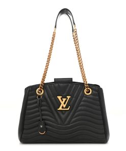 LOUIS VUITTON Calfskin New Wave Chain Tote Black