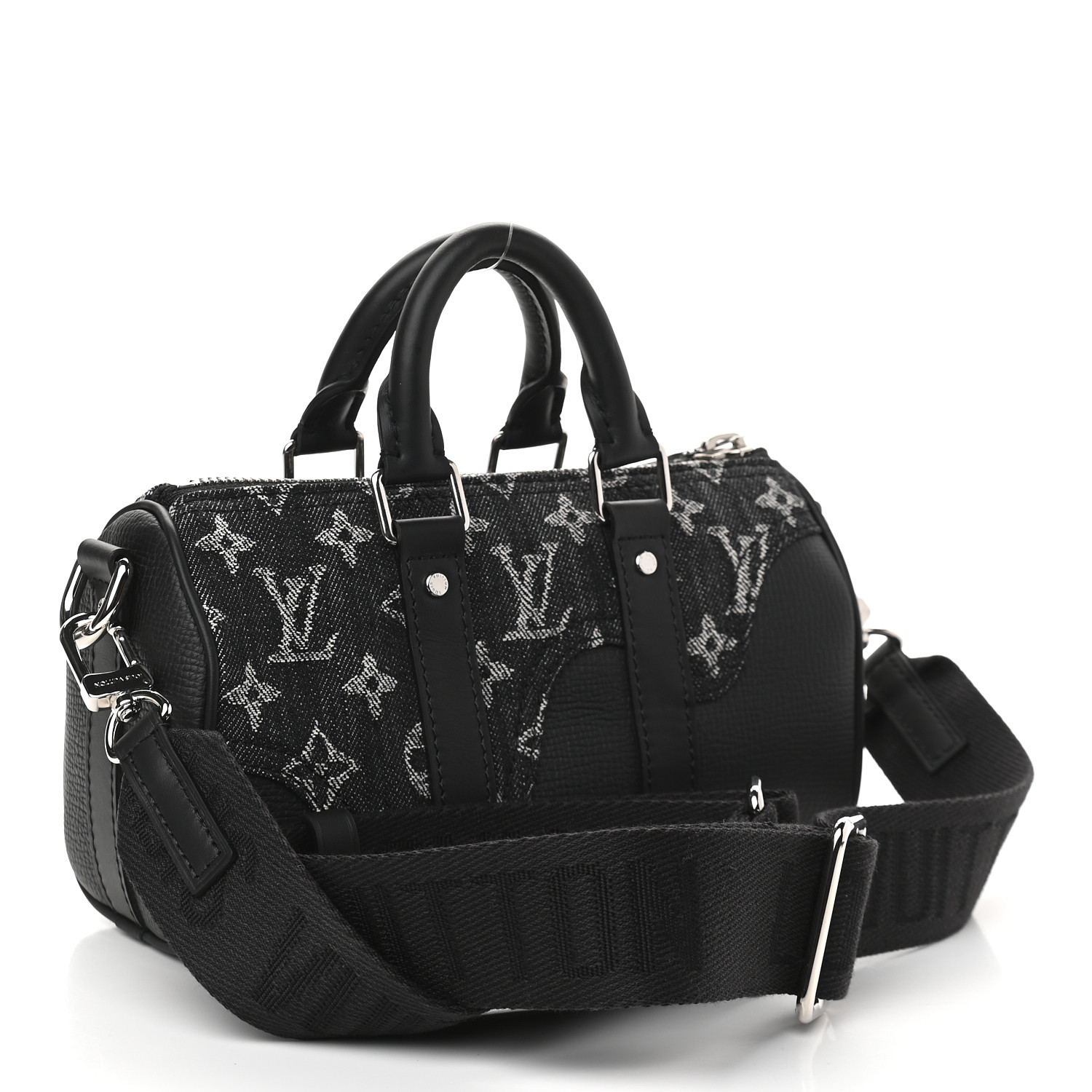 LOUIS VUITTON Calfskin Damier Distorted Keepall XS Black - Image 3