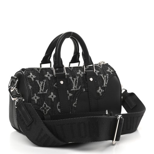 LOUIS VUITTON X NIGO Taurillon Denim Drip Keepall Black - Image 3
