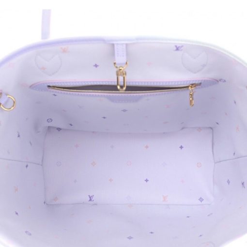 Louis Vuitton Neverfull Bag MM Blue Pink Canvas Monogram Suhali - Image 4