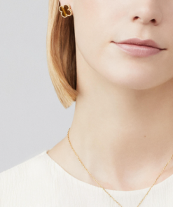 Van Cleef & Arpels Inspired Vintage Tiger Eye Alhambra earrings