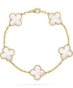 Van Cleef & Arpels Inspired Vintage Clover Charm bracelet 5 motifs