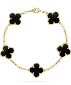 Van Cleef & Arpels Inspired Black Alhambra bracelet 5 motifs