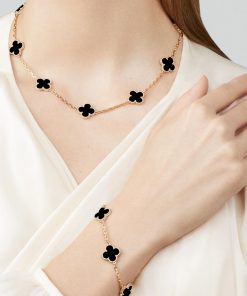Van Cleef & Arpels Inspired Black Alhambra bracelet 5 motifs