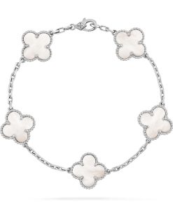 Van Cleef & Arpels Inspired White Alhambra bracelet, 5 motifs