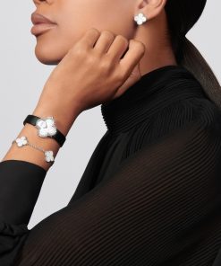 Van Cleef & Arpels Inspired White Alhambra bracelet, 5 motifs
