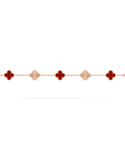 Van Cleef & Arpels Inspired Carnelian Alhambra bracelet 5 motifs