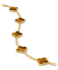 Van Cleef & Arpels Inspired Tiger Eye Alhambra bracelet 5 motifs