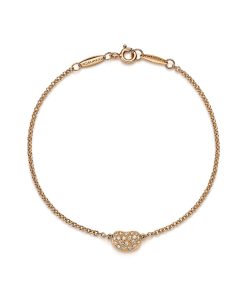 Tiffany Inspired Elsa Peretti Bean design Bracelet in Yellow Gold with Diamonds
