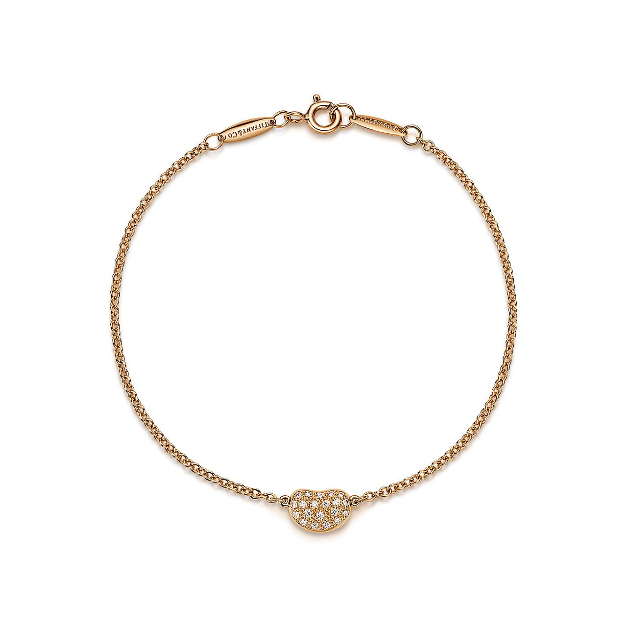 Tiffany Inspired Elsa Peretti Bean design Bracelet in Yellow Gold with Diamonds