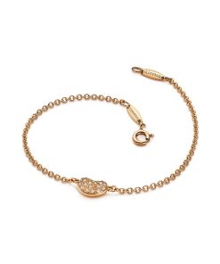 Tiffany Inspired Elsa Peretti Bean design Bracelet in Yellow Gold with Diamonds