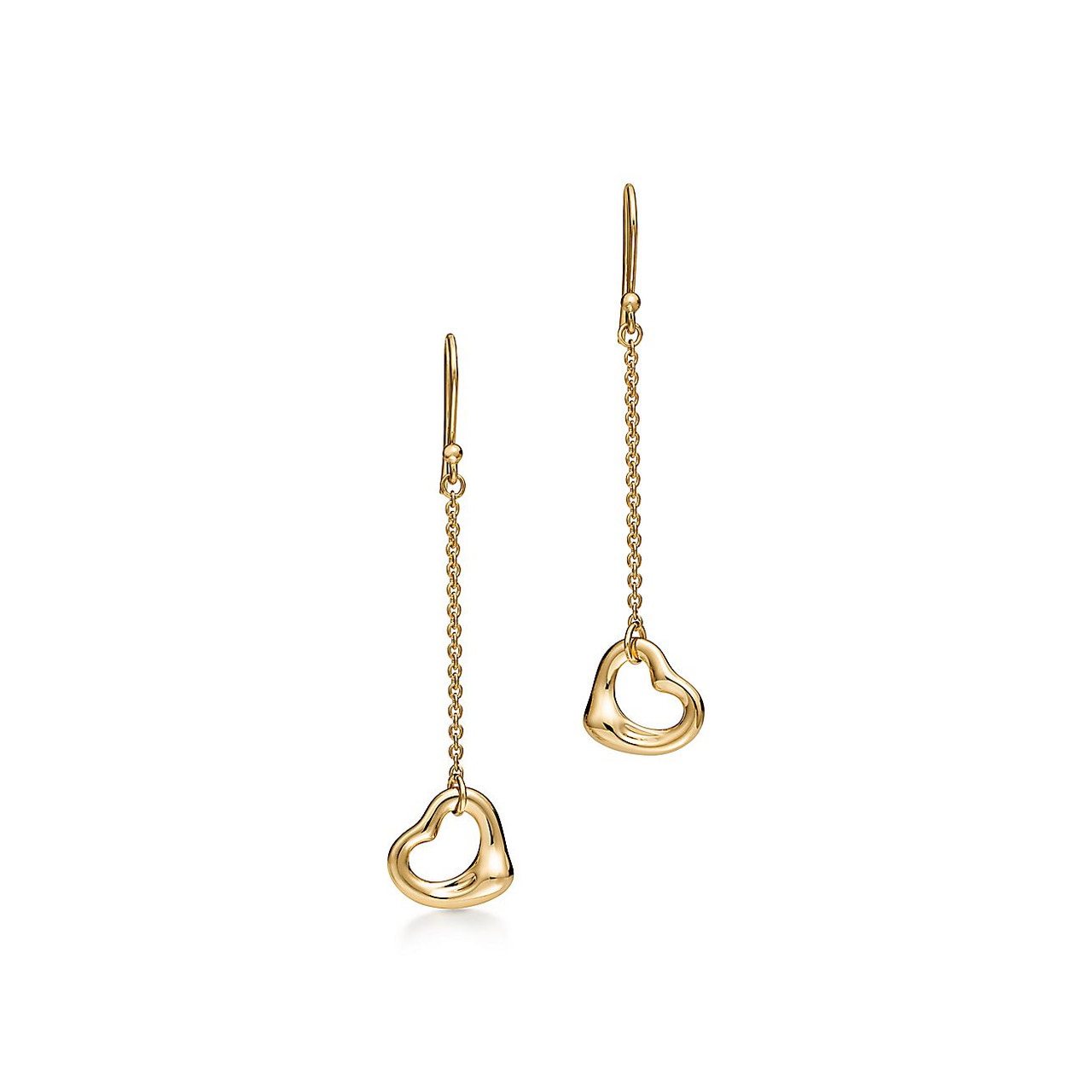 Tiffany Inspired Elsa Peretti Open Heart Earrings in Yellow Gold