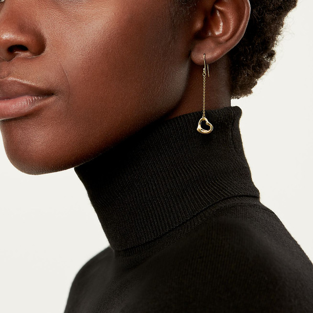 Tiffany Inspired Elsa Peretti Open Heart Earrings in Yellow Gold