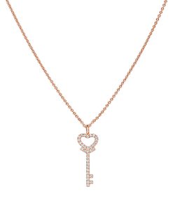 Tiffany Inspired Tiffany Keys Heart Key in Rose Gold with Diamonds Small