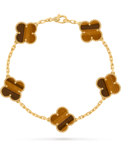 Van Cleef & Arpels Inspired Tiger Eye Alhambra bracelet 5 motifs