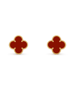 Van Cleef & Arpels Inspired Carnelian Alhambra earrings