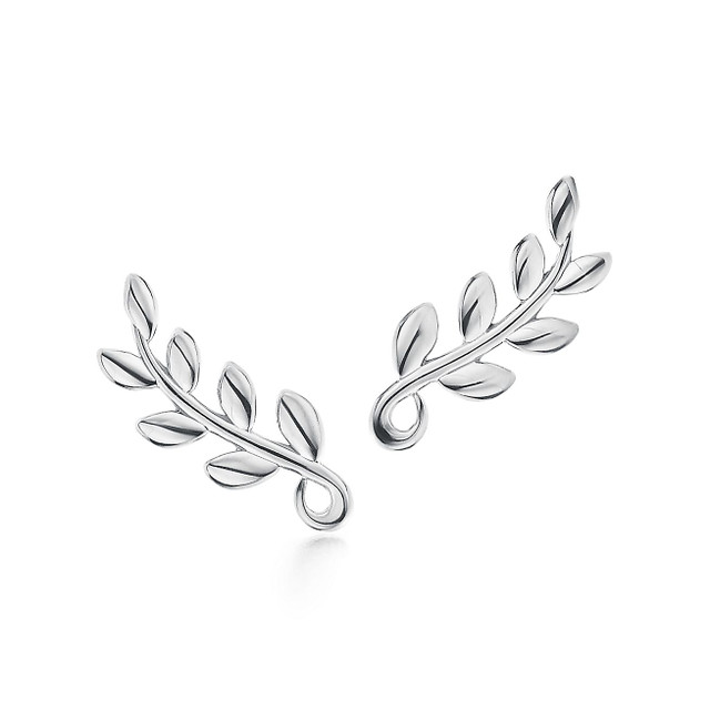 Tiffany Inspired Picasso Olive Leaf climber earrings in sterling silver