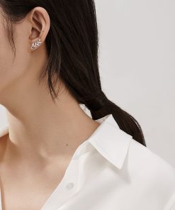 Tiffany Inspired Picasso Olive Leaf climber earrings in sterling silver