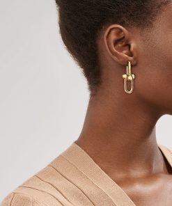 Tiffany Inspired Tiffany HardWear Extra Large Link Earrings in Yellow Gold