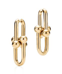 Tiffany Inspired Tiffany HardWear Extra Large Link Earrings in Yellow Gold
