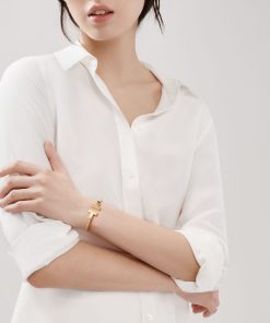 Tiffany Inspired Tiffany T Wide Wire Bracelet in Yellow Gold